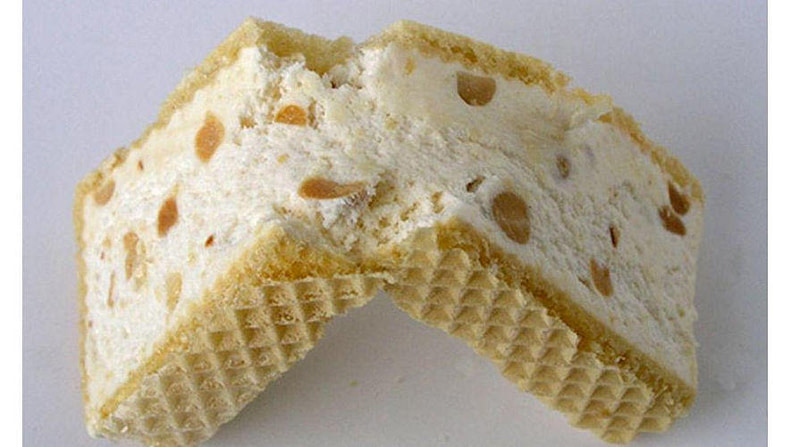 Close-up of ‘mandolato’ or ‘nougat’ with almonds split in two