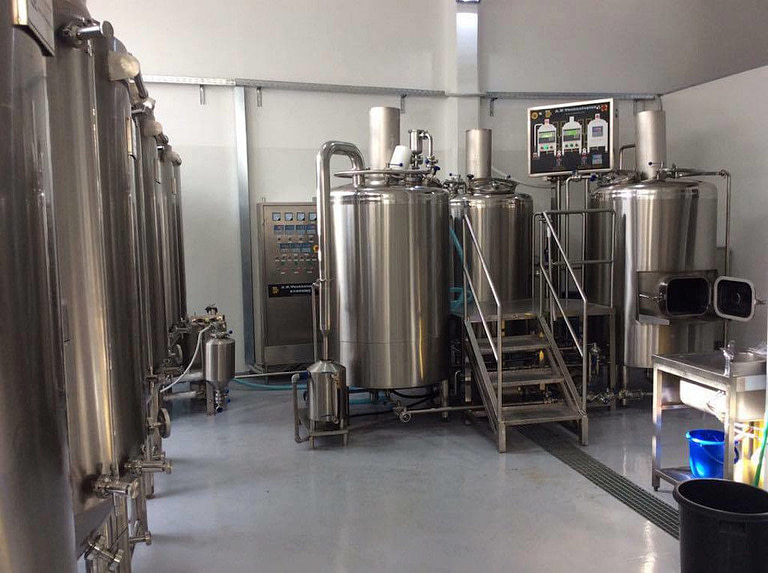 beer brewing system at 'Mediterranean Microbrewery of Crete' plant