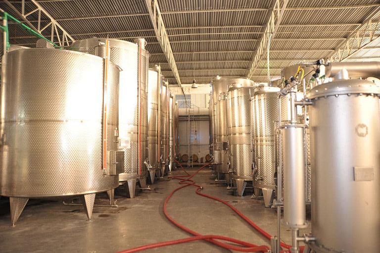 wine storage tanks at 'Oinodos Wines' facilities